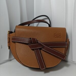 Loewe Grained Calfskin Mini Gate Crossbody Bag Caramel Pecan
